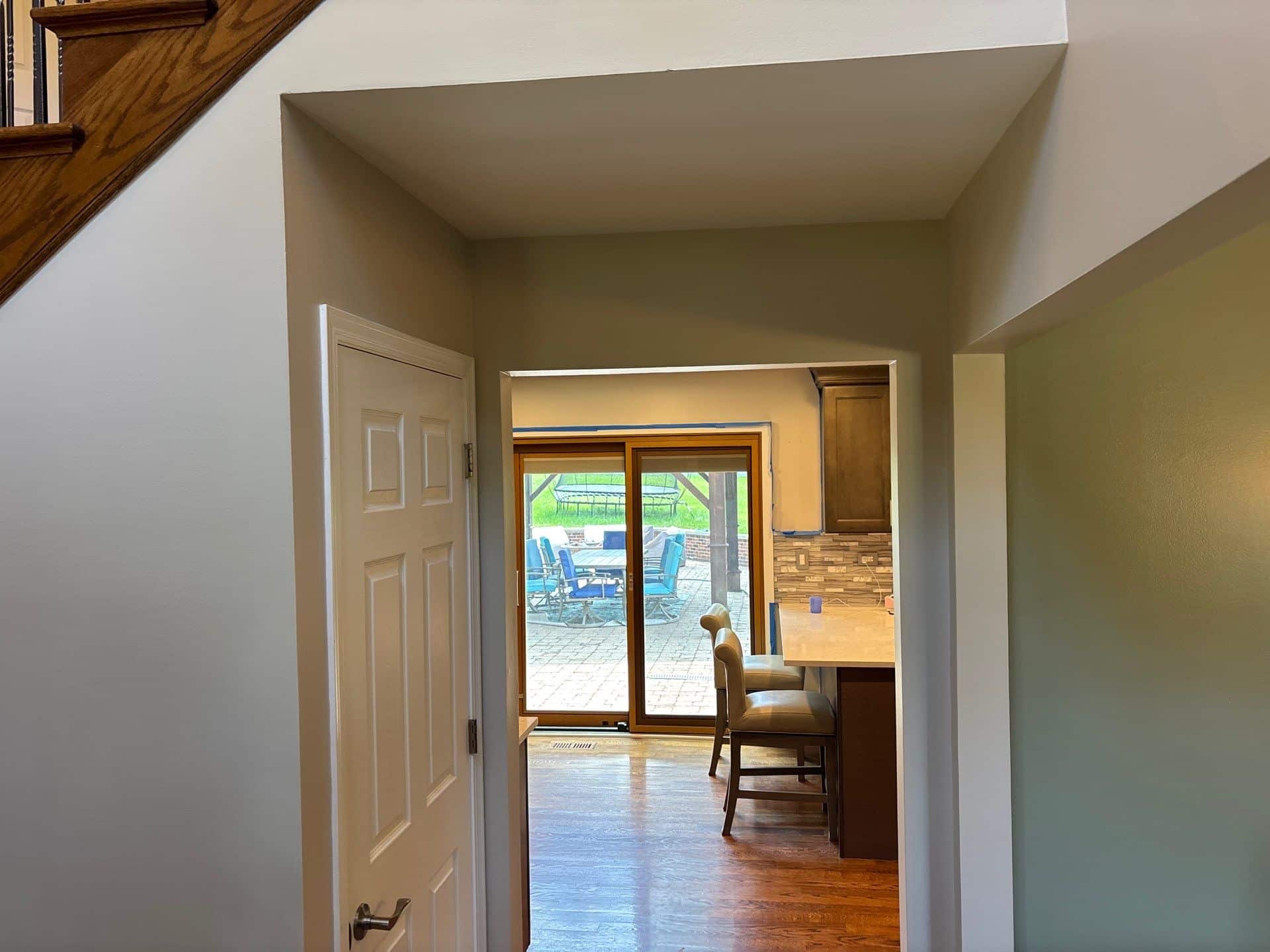 Professional painting project — Entryway Kitchen Repaint Pool View