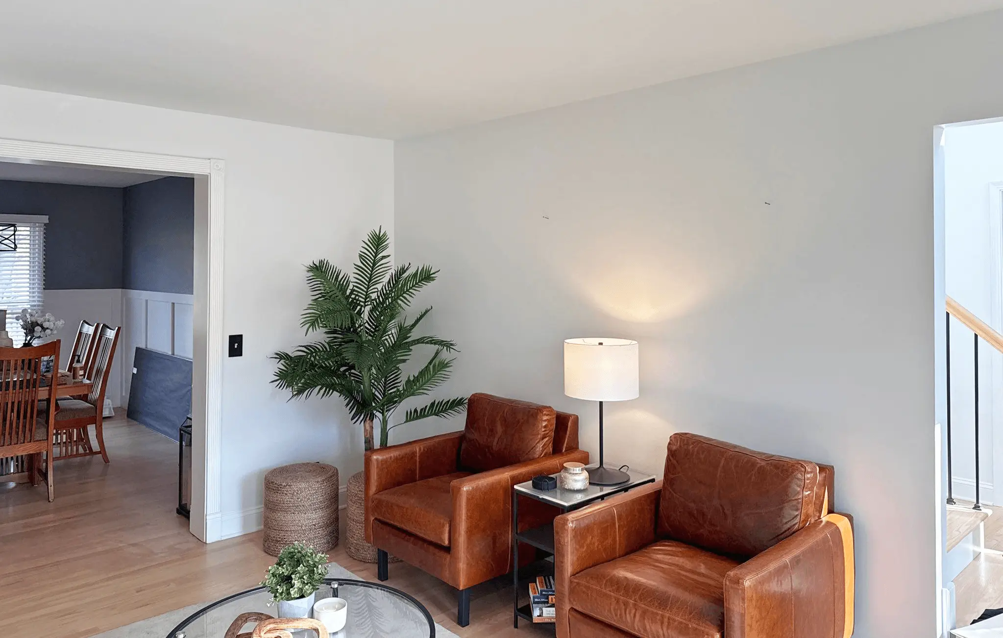 Refined interior living room with warm neutral paint and natural light