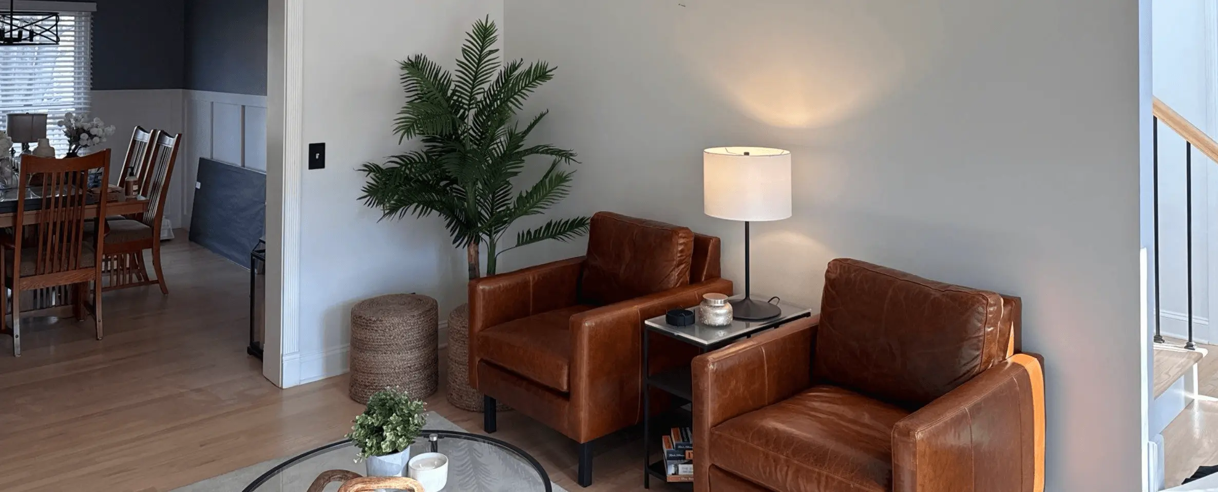 Professional painting project — Modern Leather Armchairs Living Room