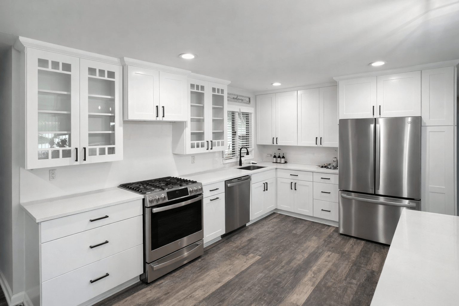 Professional painting project — White Kitchen Cabinets New Hardware