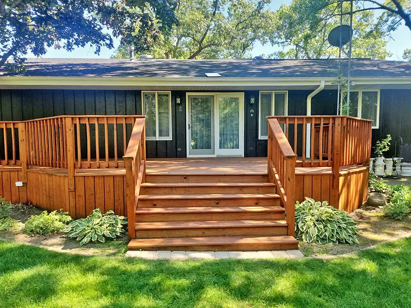 Professional painting project — Wood Deck Backyard Steps